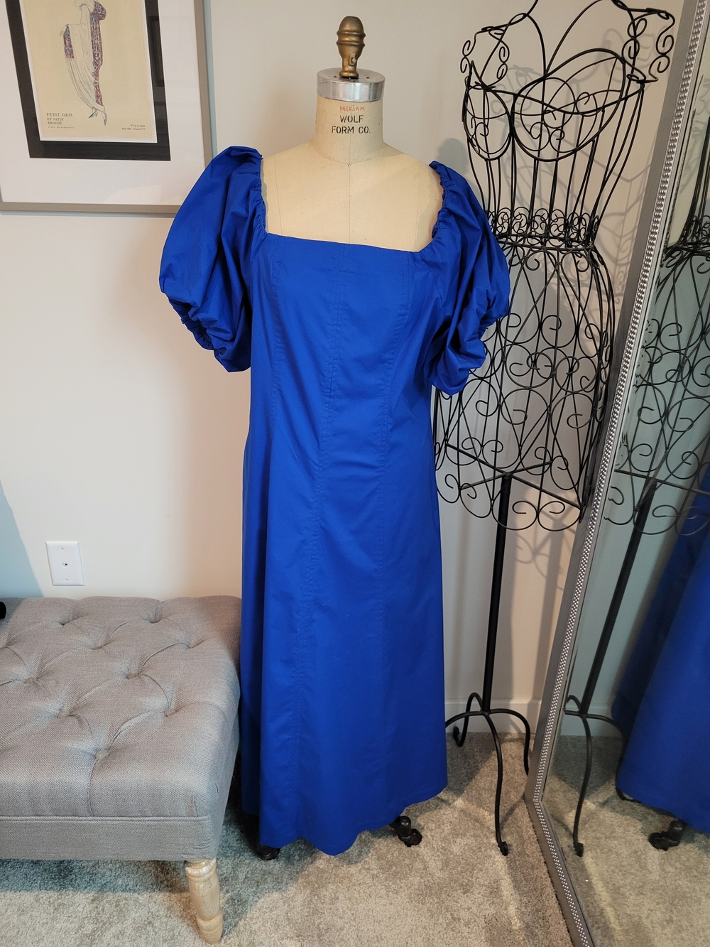 LOFT Cobalt Blue Puff-Sleeve Maxi Dress